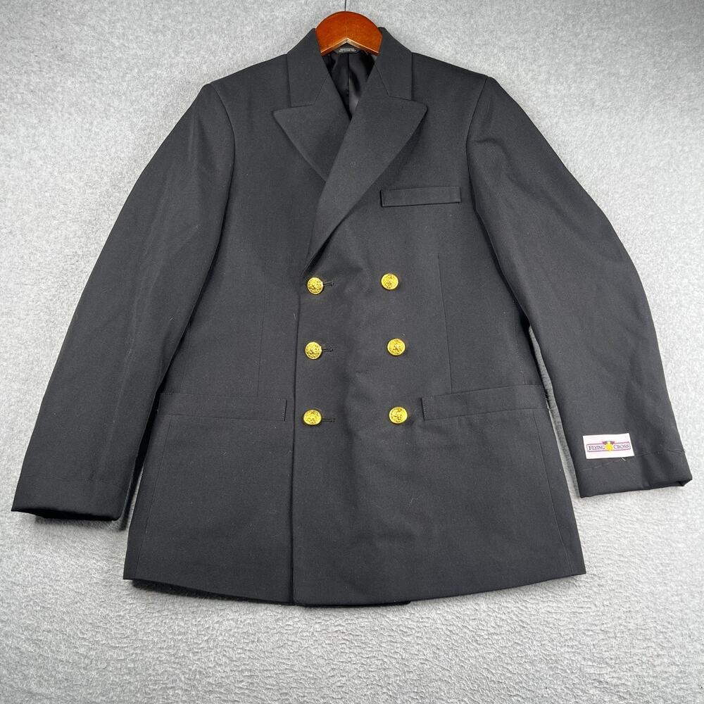 Flying Cross Command Mens Double Breasted Navy Jacket 38R Gold Button